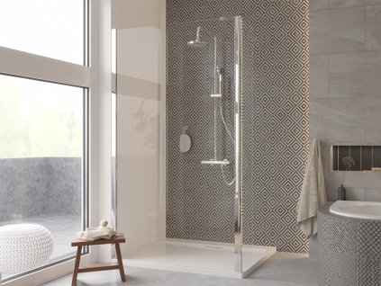 HOPA - Walk-in sprchový kout ECO-N - Chrom/Leštěný hliník (ALU), Pevná stěna - Bez pevné stěny, 110 x 195 cm, čiré bezpečnostní sklo - 6 mm