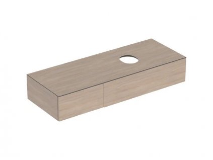 Geberit VariForm skříňka pod umyvadlo na desku, s odkládací plochou, 135x23,5x51 cm, 2x zásuvka, dub / melamin se strukturou dřeva (501.181.00.1)