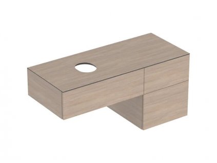 Geberit VariForm skříňka pod umyvadlo na desku, s odkládací plochou, 120x55x51 cm, 3x zásuvka, dub / melamin se strukturou dřeva (501.187.00.1)
