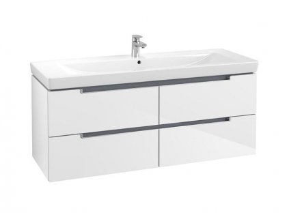 Villeroy & Boch Subway 2.0 skříňka pod umyvadlo 128,7x52x44,9 cm, 4x zásuvka, Glossy White (A69800DH)