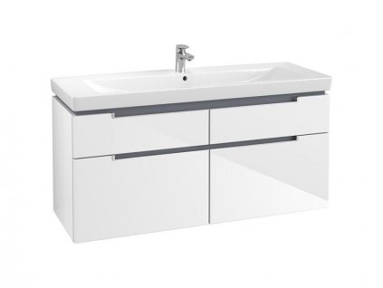 Villeroy & Boch Subway 2.0 skříňka pod umyvadlo 128,7x59x44,9 cm, 4x zásuvka, Glossy White (A91600DH)