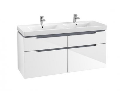 Villeroy & Boch Subway 2.0 skříňka pod dvojumyvadlo 128,7x59x44,9 cm, 4x zásuvka, Glossy White (A91700DH)