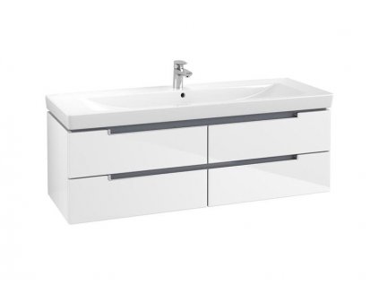 Villeroy & Boch Subway 2.0 skříňka pod umyvadlo 128,7x42x44,9 cm, 4x zásuvka, Glossy White (A69100DH)