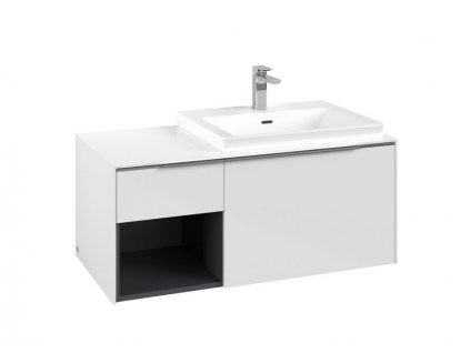 Villeroy & Boch Subway 3.0 skříňka pod umyvadlo s osvětlením 100,1x51,6x42,25 cm, 2x zásuvka, umyvadlo vpravo, Brilliant White (C571L0VE)