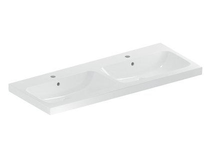 Geberit iCon Light dvojité umyvadlo 120x48 cm, s otvorem pro baterii, s přepadem, KeraTect, bílá (501.838.00.2)