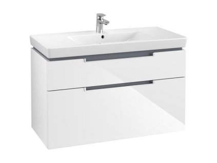 Villeroy & Boch Subway 2.0 skříňka pod umyvadlo 98,7x59x44,9 cm, 2x zásuvka, Glossy White (A91500DH)