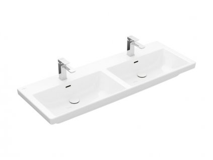 Villeroy & Boch Subway 3.0 dvojumyvadlo 130x47 cm, 2 otvory pro baterii, s přepadem, bílá Alpin (4A71D501)