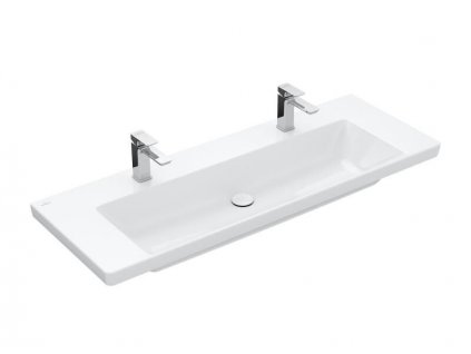 Villeroy & Boch Subway 3.0 umyvadlo 130x47 cm, 2 otvory pro baterii, bez přepadu, CeramicPlus, bílá Alpin (4A70D1R1)