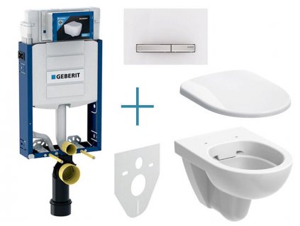 Geberit Kombifix - sada pro závěsné WC 110.302.00.5 IA + rimfree klozet a sedátko Geberit Selnova + tlačítko Sigma50, alpská bílá/hliník kartáčovaný (110.302.00.5 IA8)