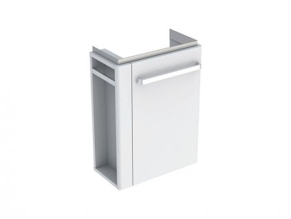 Geberit Selnova Compact skříňka pod umývátko 44,8x25,2x60,4 cm, s držákem na ručníky, 1x dvířka, bílá mat/bílá lesk (501.496.00.1)