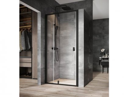 Ravak Nexty sprchové dveře NDOP2, 107,7-112,7x195 cm, černá, sklo transparent (03OD0300Z1)