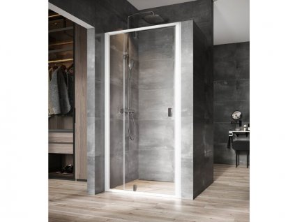 Ravak Nexty sprchové dveře NDOP2, 117,7-122,7x195 cm, bílá/chrom, sklo transparent (03OG0100Z1)