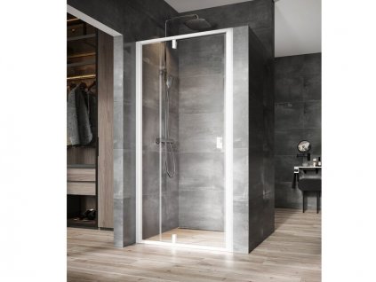 Ravak Nexty sprchové dveře NDOP2, 117,7-122,7x195 cm, bílá, sklo transparent (03OG0101Z1)