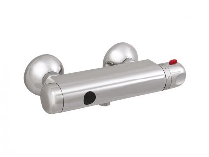 Sanela SLS 03SB - Automatické nástěnné ovládání sprchy s elektronikou ALS se spodním vývodem a termostatickým ventilem pro připojení ke sprchovému setu, 9 V (22031)