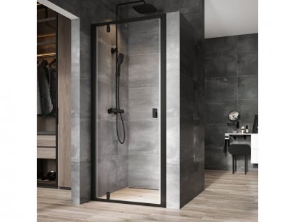 Ravak Nexty sprchové dveře NDOP1, 87,7-92,7x195 cm, černá, sklo transparent (03O70300Z1)