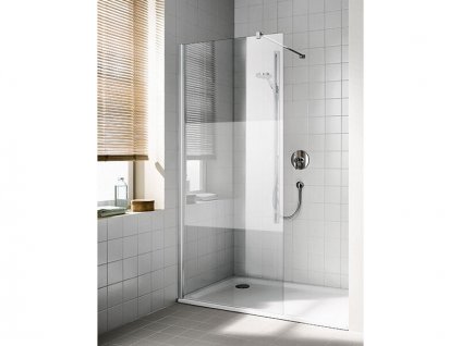 Kermi Cada XS Walk-in Wall volně stojící boční stěna 117,5-120x200 cm, CadaClean, sklo serigrafie, stříbrná lesk (CKTWF12020VVK)