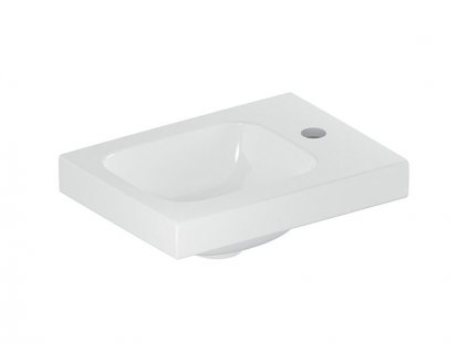 Geberit iCon Light umývátko, 38x28cm, otvor pro baterii vpravo, bez přepadu, KeraTect, bílá (501.830.00.2)