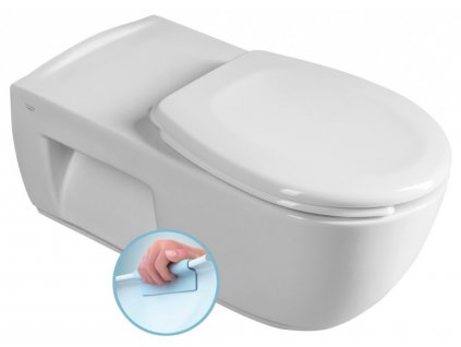SAPHO - HANDICAP závěsná WC mísa prodloužená, Rimless, 37x70 cm, bílá TU1206