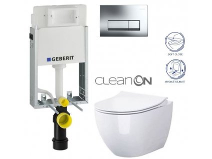 GEBERIT KOMBIFIXBasic vč. chromového tlačítka DELTA 51 + WC CERSANIT ZEN CLEANON + SEDÁTKO 110.100.00.1 51CR HA1