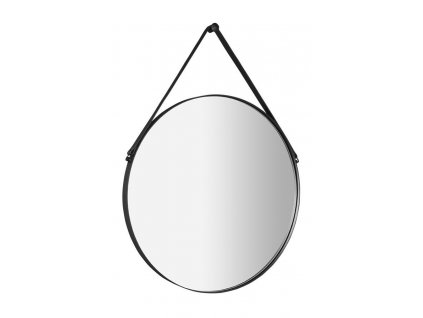 SAPHO - ORBITER kulaté zrcadlo s koženým páskem ø 60cm, černá mat ORT060