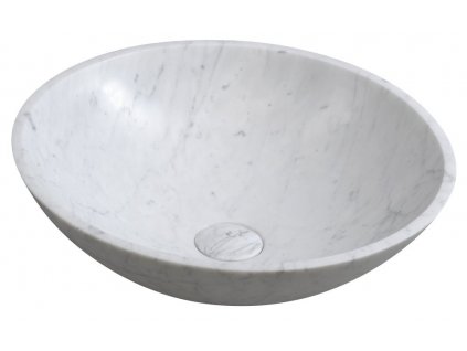 SAPHO - BLOK kamenné umyvadlo na desku Ø 42 cm, bílá carrara mat 2401-42