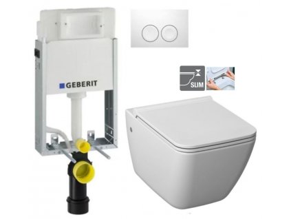 GEBERIT KOMBIFIXBasic vč. bílého tlačítka DELTA 21 + WC JIKA PURE + SEDÁTKO DURAPLAST 110.100.00.1 21BI PU1