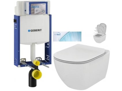 GEBERIT KOMBIFIX ECO, nádržka UP 320 bez tlačítka + WC Ideal Standard Tesi se sedátkem SoftClose, AquaBlade 110.302.00.5 TE1