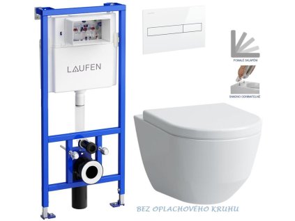 LAUFEN Rámový podomítkový modul CW1 SET s bílým tlačítkem + WC LAUFEN PRO RIMLESS + SEDÁTKO H8946600000001BI LP1