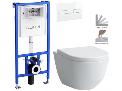 LAUFEN Rámový podomítkový modul CW1 SET s bílým tlačítkem + WC LAUFEN PRO + SEDÁTKO H8946600000001BI LP3