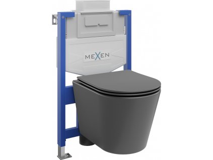 MEXEN/S - WC předstěnová instalační sada Fenix XS-U s mísou WC Rico + sedátko softclose, tmavě šedá mat 68530724071