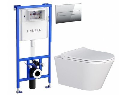 LAUFEN Rámový podomítkový modul CW1 SET s chromovým tlačítkem + WC MYJOYS MY1 + SEDÁTKO H8946600000001CR MY1