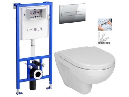 LAUFEN Rámový podomítkový modul CW1 SET s chromovým tlačítkem + WC JIKA LYRA PLUS + SEDÁTKO DURAPLAST SLOWCLOSE H8946600000001CR LY5