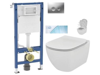GEBERIT DuofixBasic s matným tlačítkem DELTA21 + WC Ideal Standard Tesi se sedátkem SoftClose, AquaBlade 458.103.00.2 21MA TE1