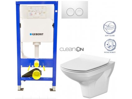 GEBERIT DuofixBasic s bílým tlačítkem DELTA21 + WC CERSANIT CLEANON CARINA + SEDÁTKO 458.103.00.1 21BI CA3