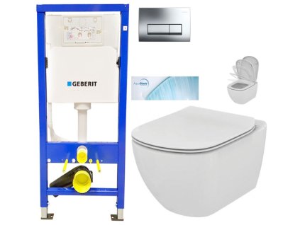 GEBERIT DuofixBasic s chromovým tlačítkem DELTA51 + WC Ideal Standard Tesi se sedátkem SoftClose, AquaBlade 458.103.00.1 51CR TE1