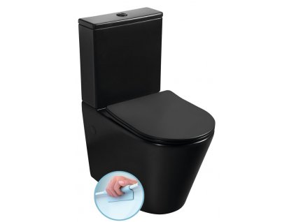 SAPHO - PACO RIMLESS WC kombi mísa s nádržkou, spodní/zadní odpad, černá mat PC1012WRB
