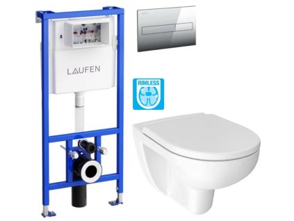 LAUFEN Rámový podomítkový modul CW1 SET s chromovým tlačítkem + WC JIKA LYRA PLUS RIMLESS + SEDÁTKO DURAPLAST H8946600000001CR LY1