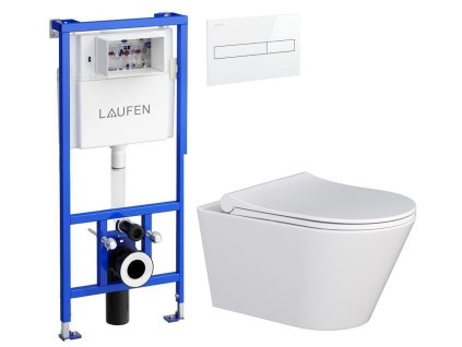 LAUFEN Rámový podomítkový modul CW1 SET s bílým tlačítkem + WC MYJOYS MY1 + SEDÁTKO H8946600000001BI MY1