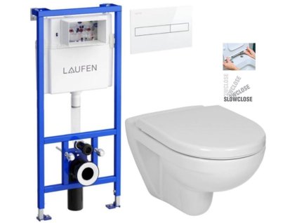 LAUFEN Rámový podomítkový modul CW1 SET s bílým tlačítkem + WC JIKA LYRA PLUS + SEDÁTKO DURAPLAST SLOWCLOSE H8946600000001BI LY5