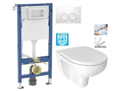 GEBERIT DuofixBasic s bílým tlačítkem DELTA21 + WC JIKA LYRA PLUS RIMLESS + SEDÁTKO DURAPLAST SLOWCLOSE 458.103.00.2 21BI LY2