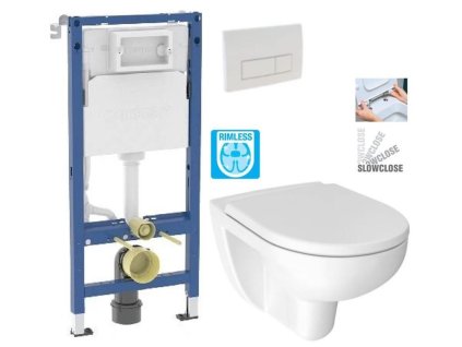 GEBERIT DuofixBasic s bílým tlačítkem DELTA51 + WC JIKA LYRA PLUS RIMLESS + SEDÁTKO DURAPLAST SLOWCLOSE 458.103.00.2 51BI LY2