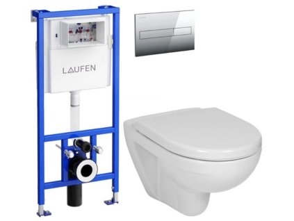 LAUFEN Rámový podomítkový modul CW1 SET s chromovým tlačítkem + WC JIKA LYRA PLUS + SEDÁTKO DURAPLAST H8946600000001CR LY6