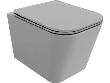 MEXEN - Teo Závěsná WC mísa Rimless včetně sedátka s slow, Duroplast, světle šedá mat 30854061