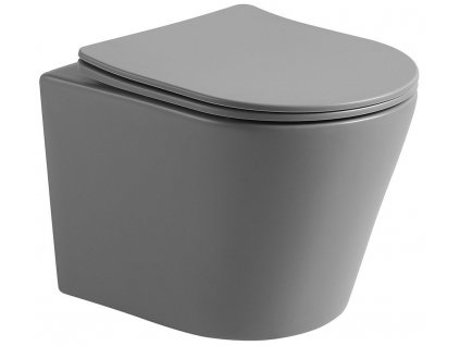 MEXEN - Rico Závěsná WC mísa včetně sedátka s slow-slim, duroplast, světle šedá mat 30724061