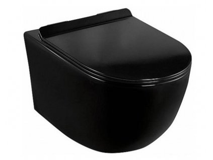 CALANI - Závěsná WC mísa LOYD černá včetně sedátka CAL-C0020