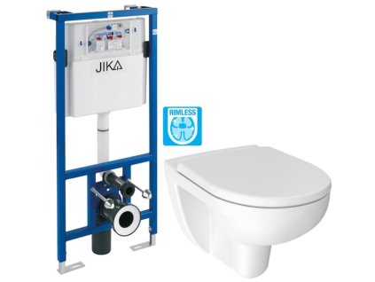 JIKA předstěnový instalační systém bez tlačítka + WC JIKA LYRA PLUS RIMLESS + SEDÁTKO DURAPLAST H895652 X LY1