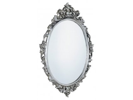 SAPHO - DESNA oválné zrcadlo ve vyřezávaném rámu, 80x100cm, stříbrná IN344