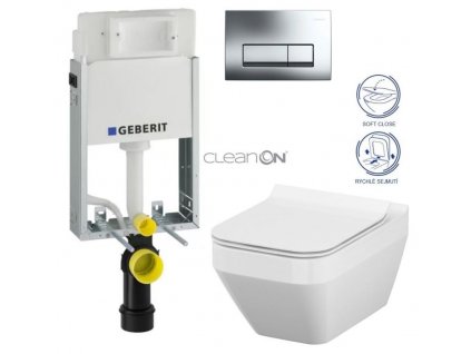 GEBERIT KOMBIFIXBasic vč. chromového tlačítka DELTA 51 + WC CERSANIT CLEANON CREA čtverec + SEDÁTKO 110.100.00.1 51CR CR2