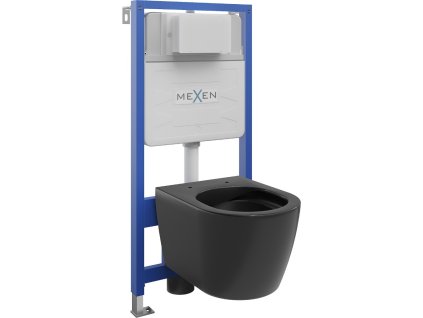 MEXEN/S - WC předstěnová instalační sada Fenix Slim s mísou WC Carmen, černá mat 6103388XX85
