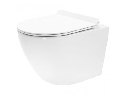 REA - Závěsná WC mísa Carter se sedátkem SLIM, rimless, bílá REA-C1400